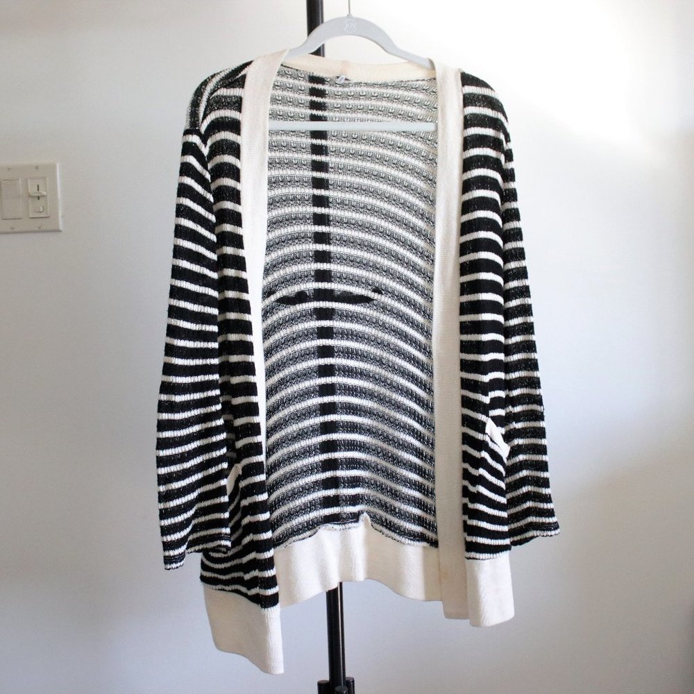 Anthropologie Splendid Black Cream Striped Sweater